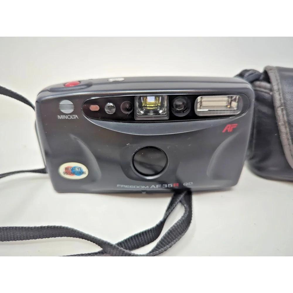 TESTED Minolta Freedom AF35R 35mm Film Camera Point Shoot Auto Focus Flash CASE